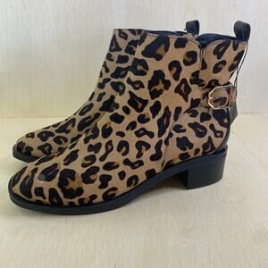 Cole Haan Womens Kimberly Water Resistant Leopard Heel Ankle Bootie Shoes 7.5B